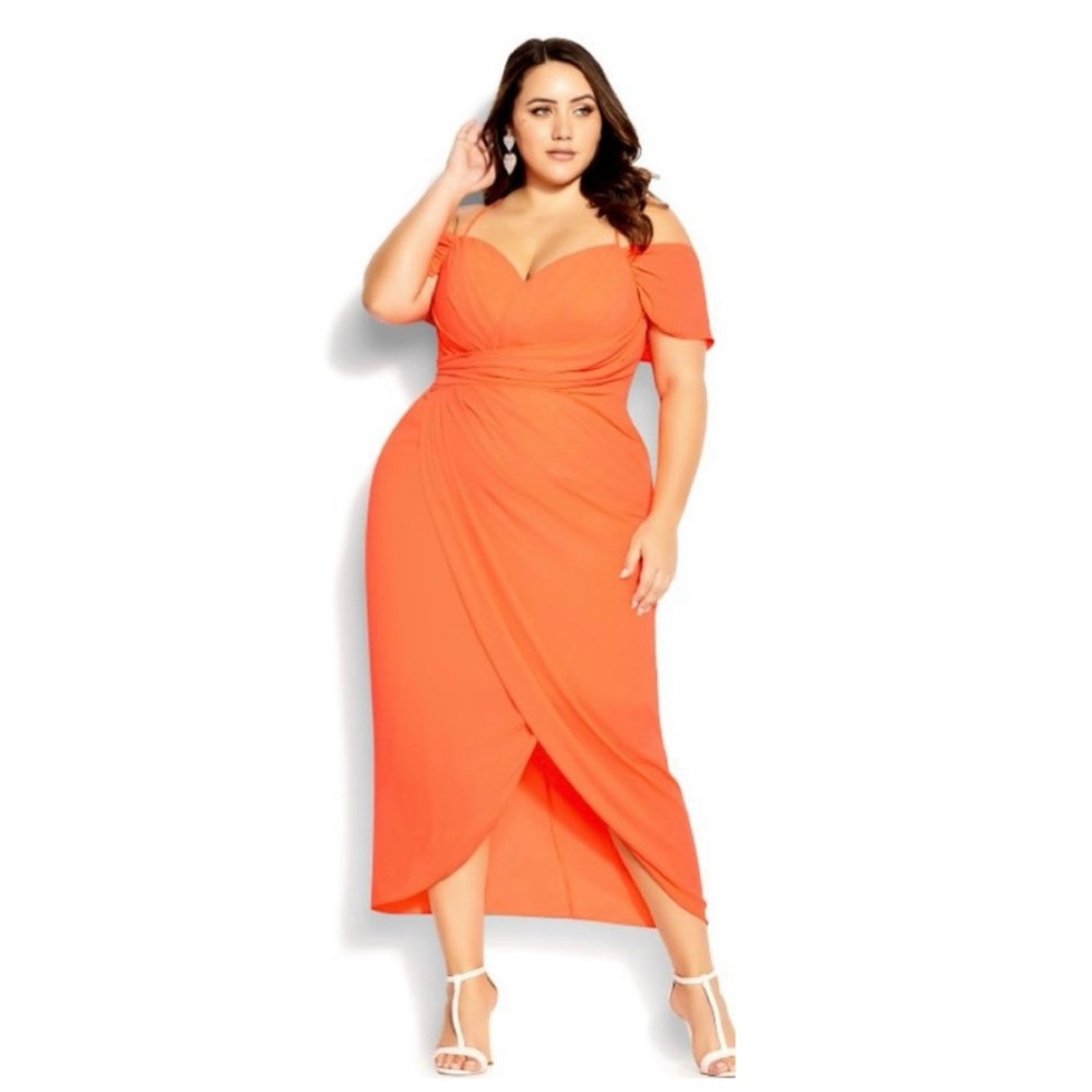 City Chic Orange Midi Dress